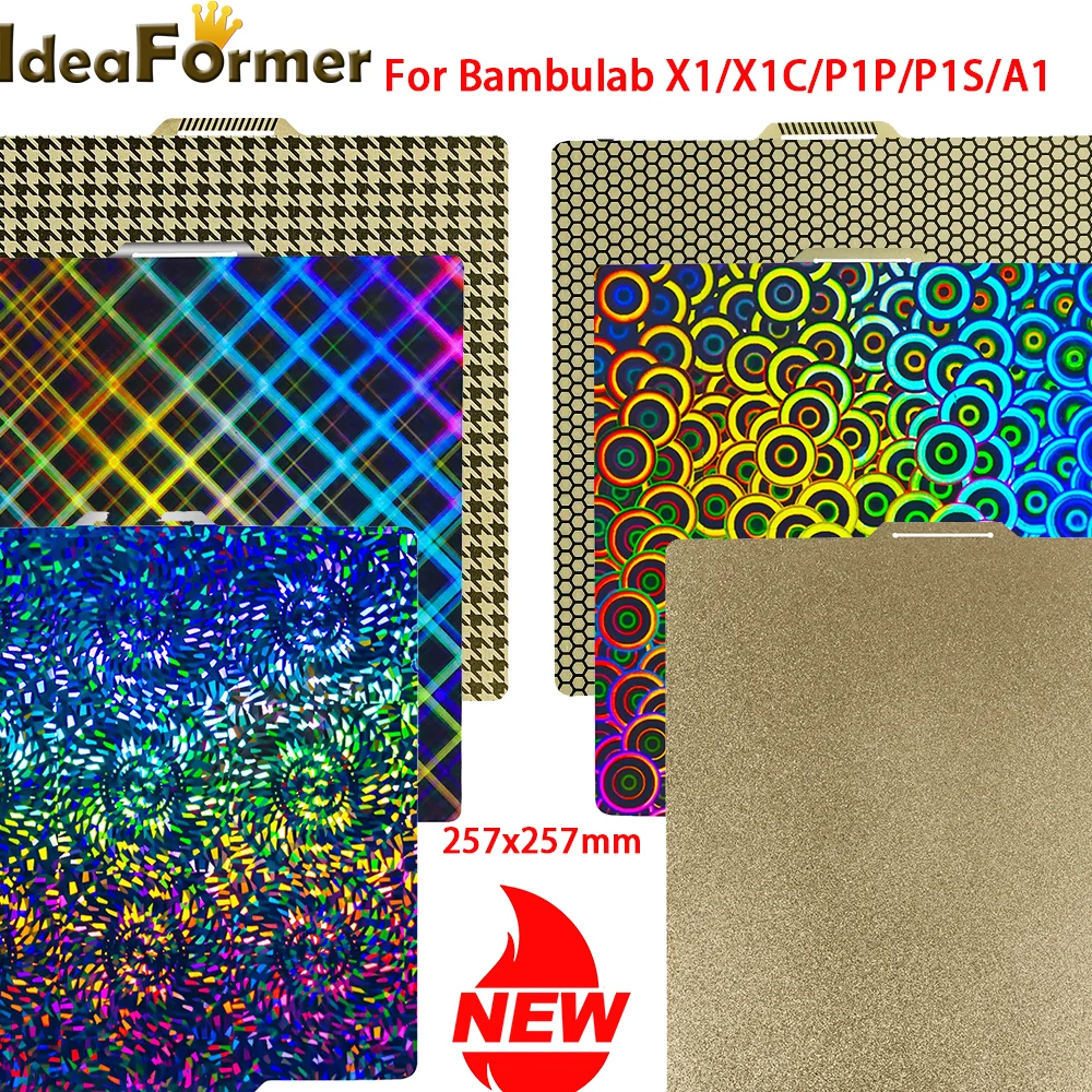 

3D Printer PEO PET Bambu Lab Build Plate for Bambu Lab X1C/X1/P2S/P1P/P1S/A1 PEO+Carbon Fiber PET Spring Steel Sheet Heat Bed