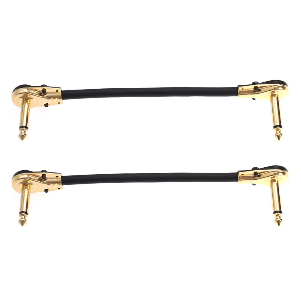 

2Pcs Gold-Plated Flat Head Connector Cable Copper Material High Fidelity Noise Reduction for Electric Guitar Bass Keyboard