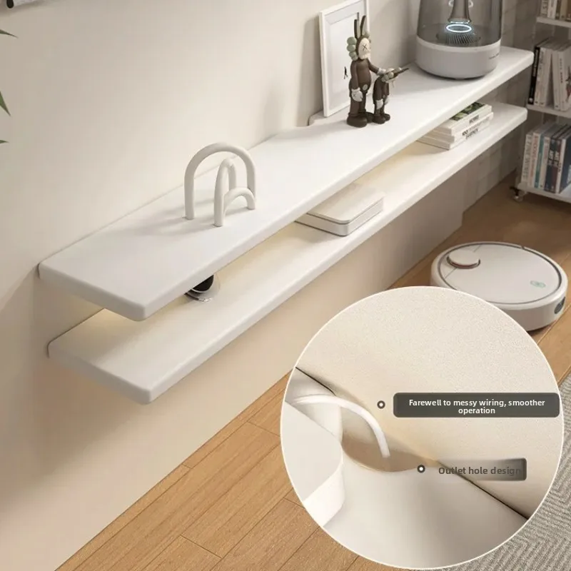 Modern TV Console - Floating Wooden Shelf with Hidden Compartments, Minimalist Design for Living Room, Easy Assembly