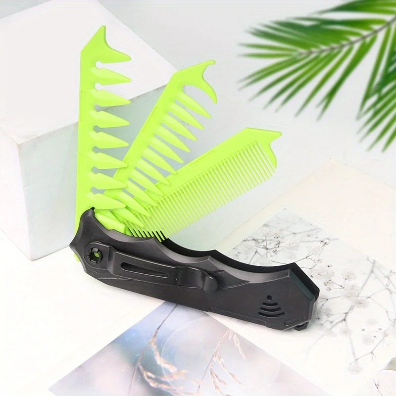1Pc Men's Stylish Folding Comb, Foldable Hair Comb for Slicked-Back Hairstyles - Travel Pocket Comb with Ergonomic Grip, Suitable for Daily Styling, Comb Storage, Fashionable Design, Sturdy Structure, Christmas and Halloween Gift