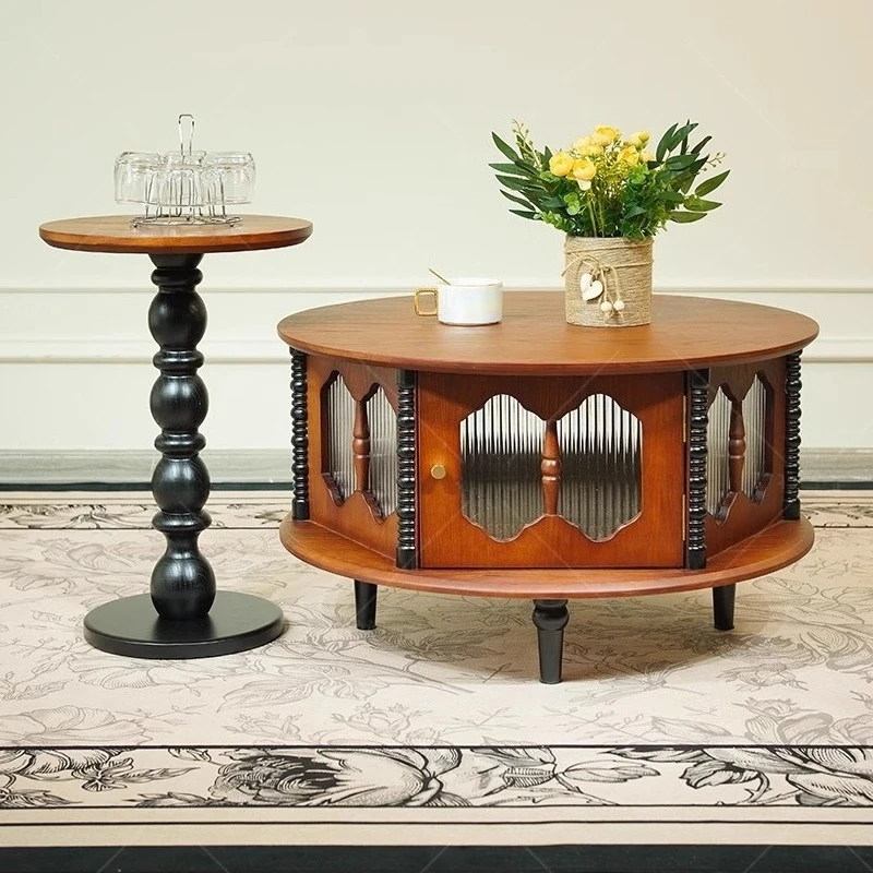 ZWood Mini Mesa de centro de cristal, Mesa de centro antigua Industrial estética única, Mesa bonita de diseño, muebles auxiliares para sala de estar