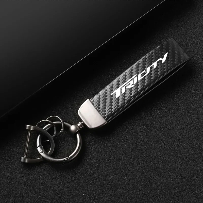 1PCS Leather Carbon Fiber Motorcycle Key Chains KeyChain For  YAMAHA Tricity 125 Tricity 155 Tricity 300 2024 2025  Accessories