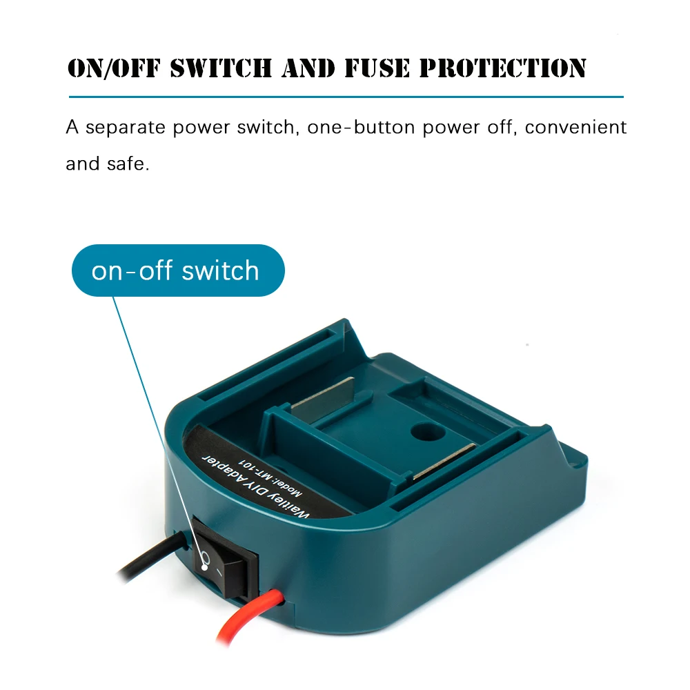 DIY adaptor For Makita 18V 14V  BL1840 BL1850 battery to DIY 2 cables output  builtin fuse and ON/OFF switch