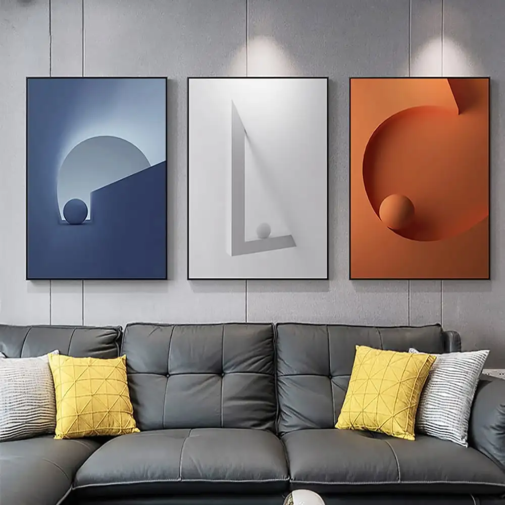 Modern Minimalist Colours Canvas Painting 3D Effect Geometric Pictures Poster Prints Abstract Art Home Decor Wall Art Picture