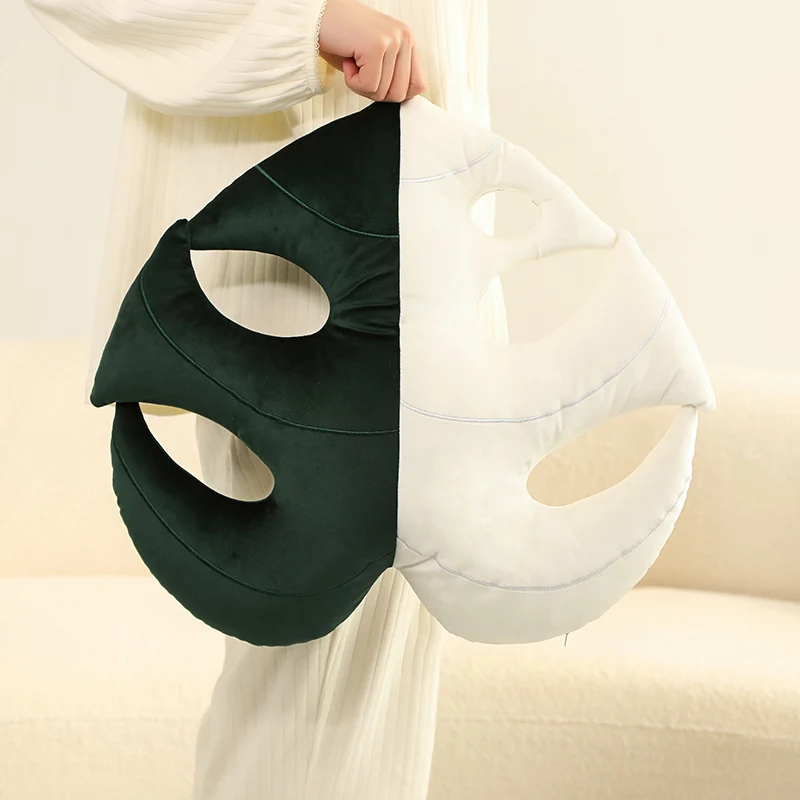 Almohada de felpa con forma de hoja verde para decoración del hogar, cojín de asiento con relleno de plantas, Monstera, Philodendron, sofá y silla