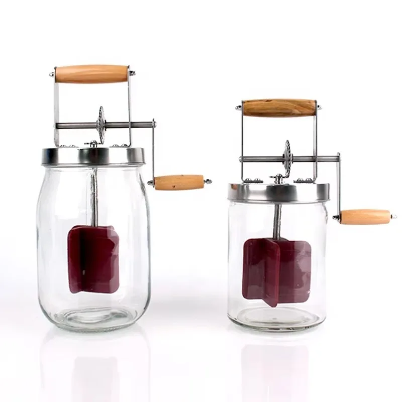 

1500ml 1000ml Vintage Butter Churning Jar Butter Churn Hand Crank Stainless Steel Head