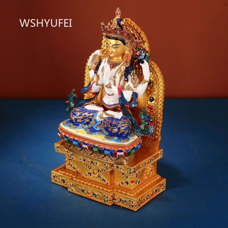Detachable Tibetan Buddha Statue Throne Backlight Frame Inlaid Stone Altar Base Buddhist Figurine Stand Worship Table Decor