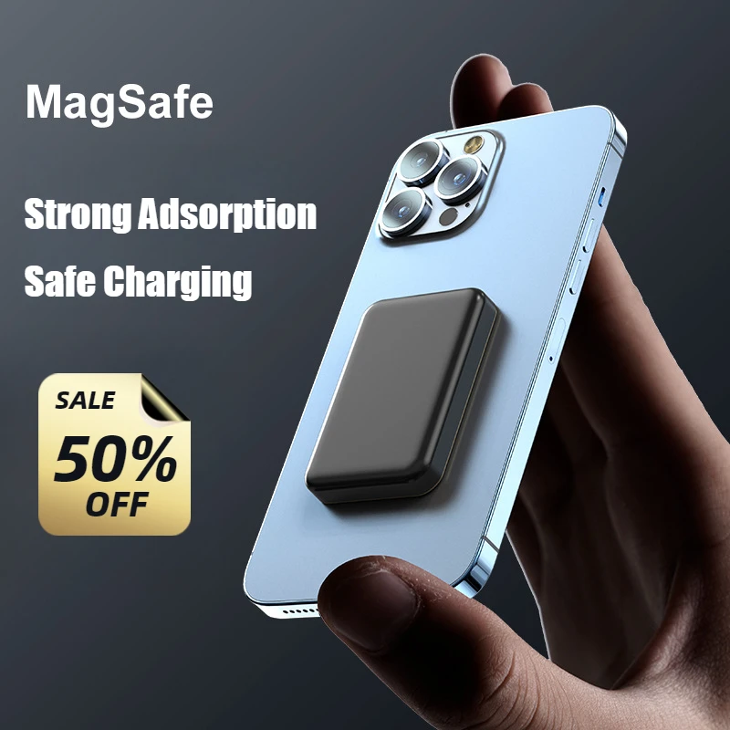 2025 PD 25W Magnetic Portable Power Bank 50000mAh Wireless Fast Charging External Battery Charger Case for iPhone Samsung Xiaomi