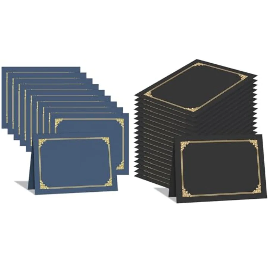 

10 Pack Navy Blue Certificate Holders and 50 Pcs Black Certificate Holders, Document Award Covers Certificate Folders with Gold