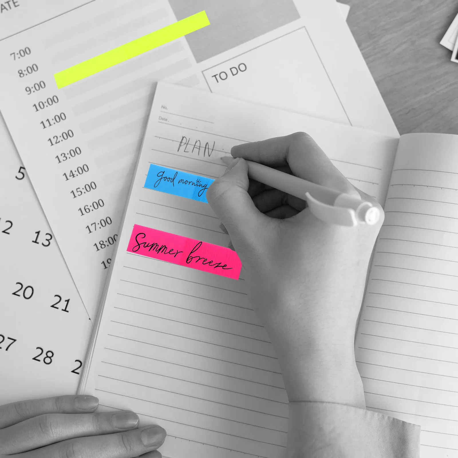 

4Pcs Colorful Fluorescent Reading Strips Sticky Tabs for Book Annotation Highlighter Tape Page Markers Notebook Index Tabs
