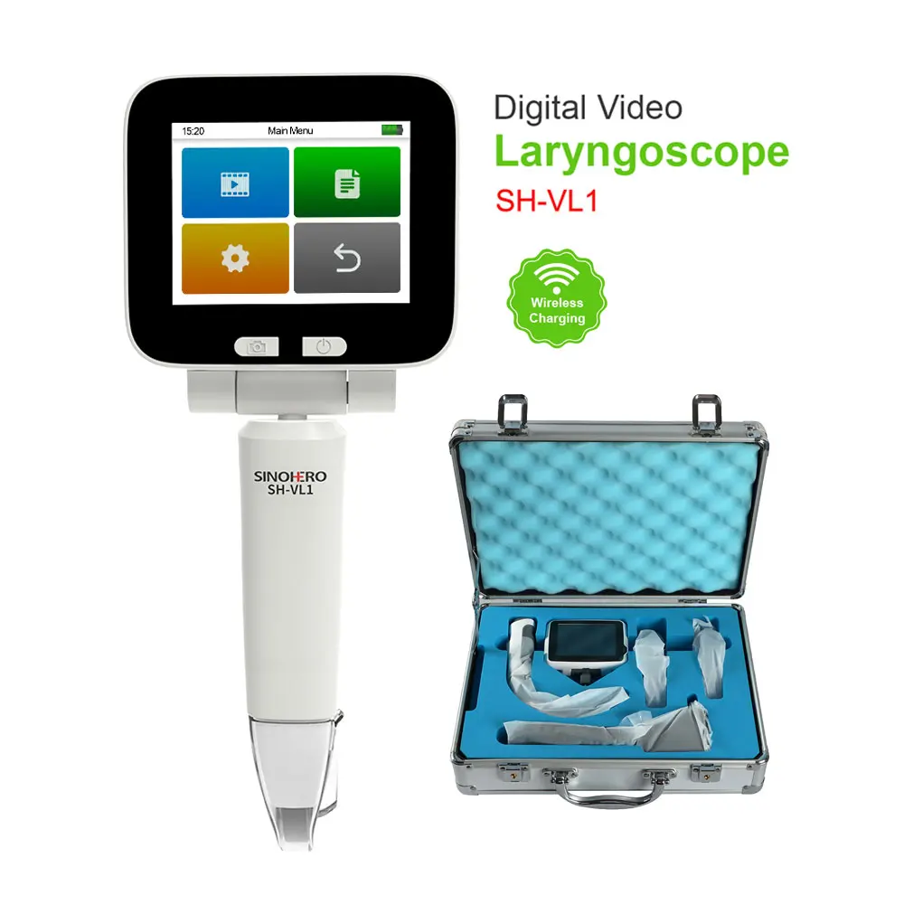 Sinohero Digitales Video-Laryngoskop mit 4 Klingen oder Neugeborenen-Klinge für Kinder und Erwachsene, Voll-Touchscreen-Chirurgie, intubierend, flexible Miller 4