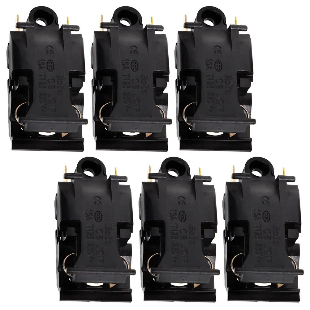 

6pcs 16A 250V Electric Kettle Switch Thermal Control Temperature Sensitive Reliable Black Thermostat Switch Water Heater
