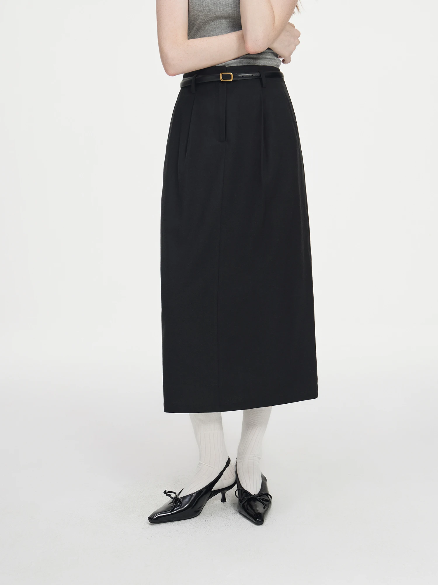 FSLE Office Lady Simple Commuting Straight Leg Skirt for Women, Autumn 2024 New Style High Waist Long Women Skirt 24FS13213