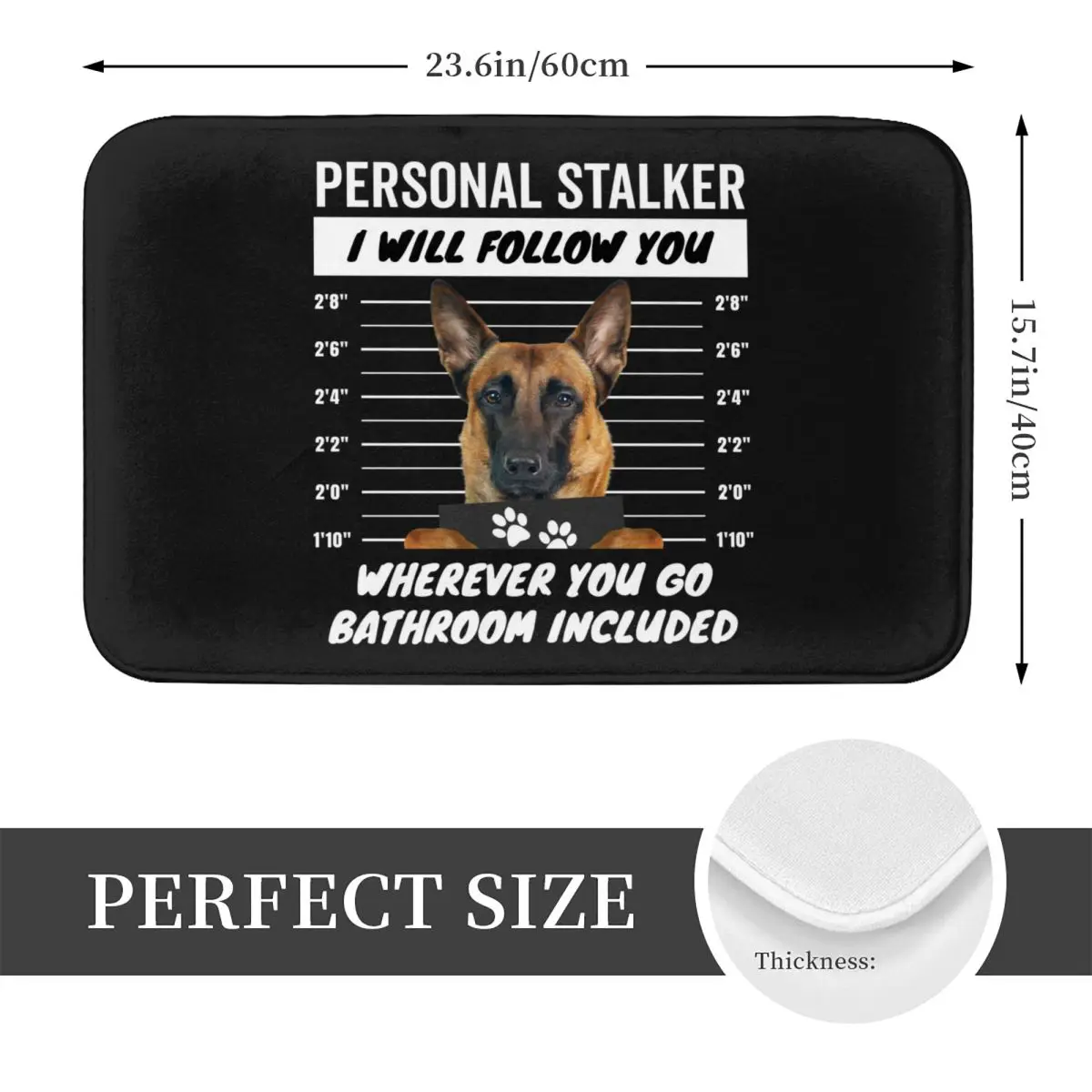 Belgian Shepherd Dog Malinois Bath Mat Pet Velvet Toilet Pad for Shower Home Entrance Anti Slip Foot Mat Bathroom Accessories