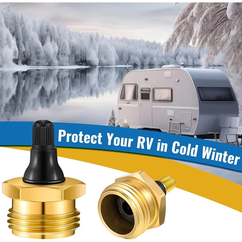 Super Sale 2 Pcs Brass Blow Out Plug for RV Antifreeze, Air Hose Valve to Blow Out RV Water Lines, for Campers, Motorhomes