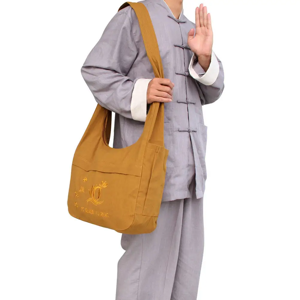 Sling Scriptures Pouch Buddha Monk Bag Large Capacity Crossbody Bag Daily Use Jewelry Organizer Cloth Storage Sundries Container
