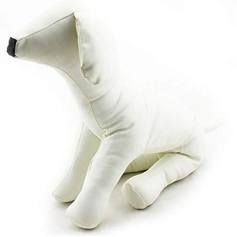 2Pcs Leather Dog Mannequins Standing Position Dog Models Toys Pet Animal Shop Display Mannequin - White S & L