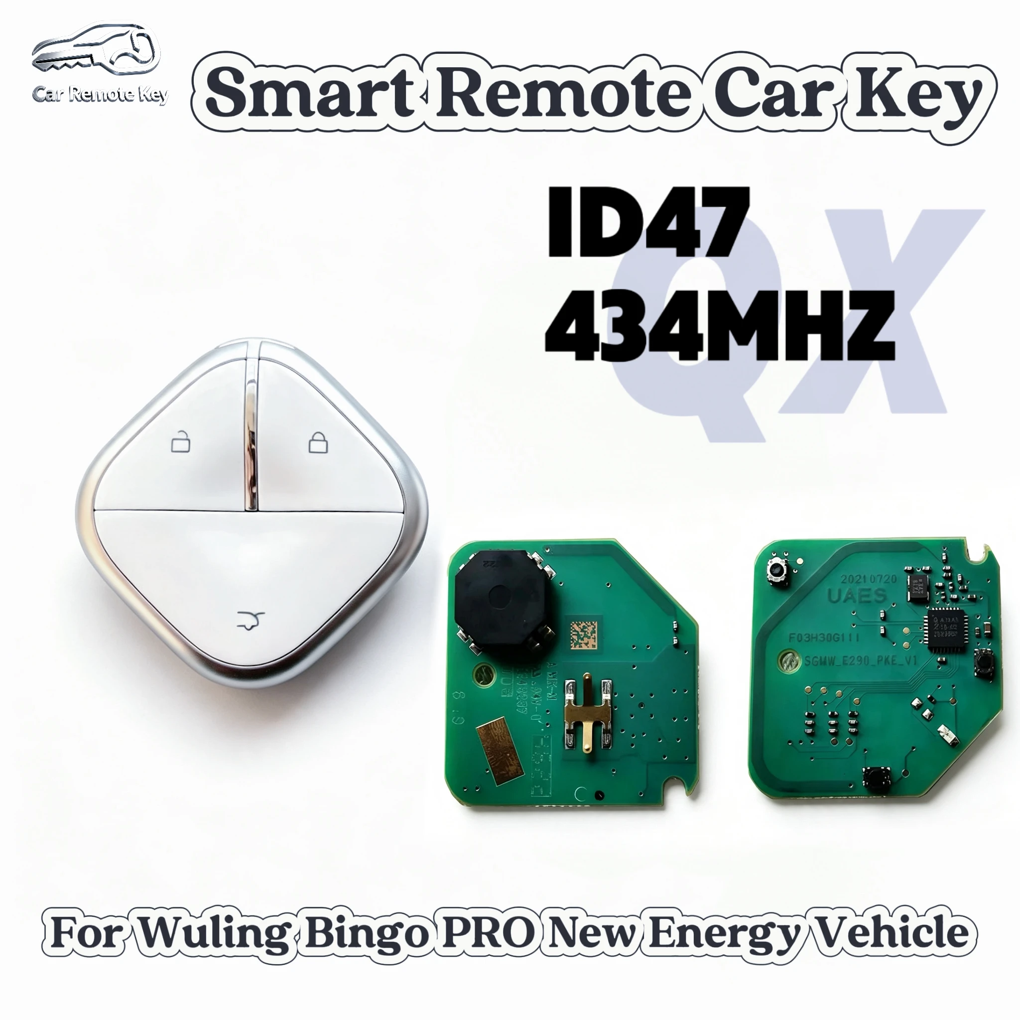 Smart Remote Key and shell Compatible For Wuling Bingo PRO New Energy Vehicle,ID4A 434MHZ
