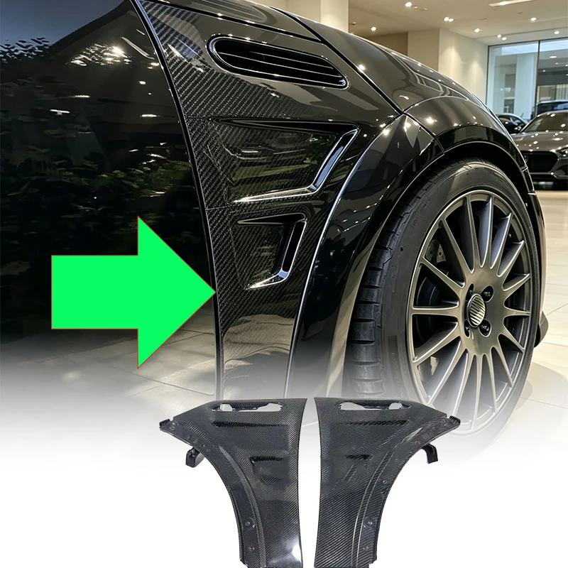 For Mini R50 R52 R53 Cooper Side Fender Vent Panel Exterior Body Kit Carbon Fiber Look Car Side Air Vent Decor Cover Auto Modifi