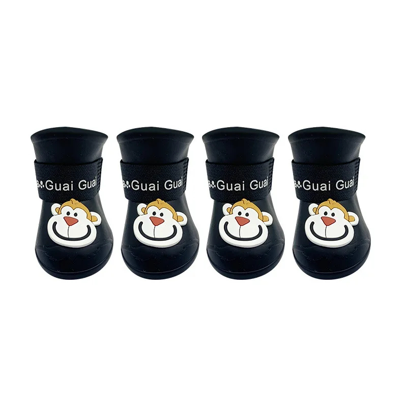 4pcs/set Waterproof Pet Dog Shoes Anti-slip Rain Boots Footwear for Small Cats Dogs Puppy Dog Pet Booties Pet Paw Accessories