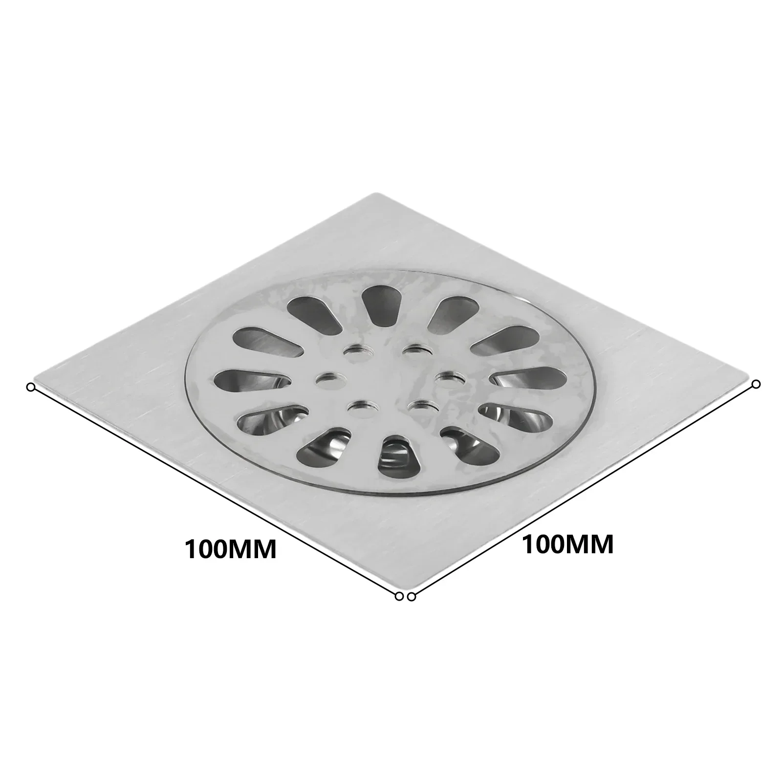 ที่คลุมพื้นห้องอาบน้ำทรงสี่เหลี่ยมสแตนเลส1ชิ้นที่ระบายน้ำที่ถอดออกได้10x10x3cm อุปกรณ์เสริมสำหรับห้องครัวมีช่องระบายน้ำสำหรับห้องน้ำน้ำ