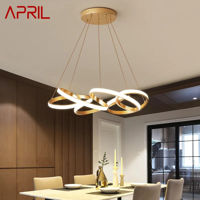 APRIL Postmodern Pendant Lamp Vintage Creative Rings LED 3 Colors Art Fixtures for Home Decor Dining Room Bedroom