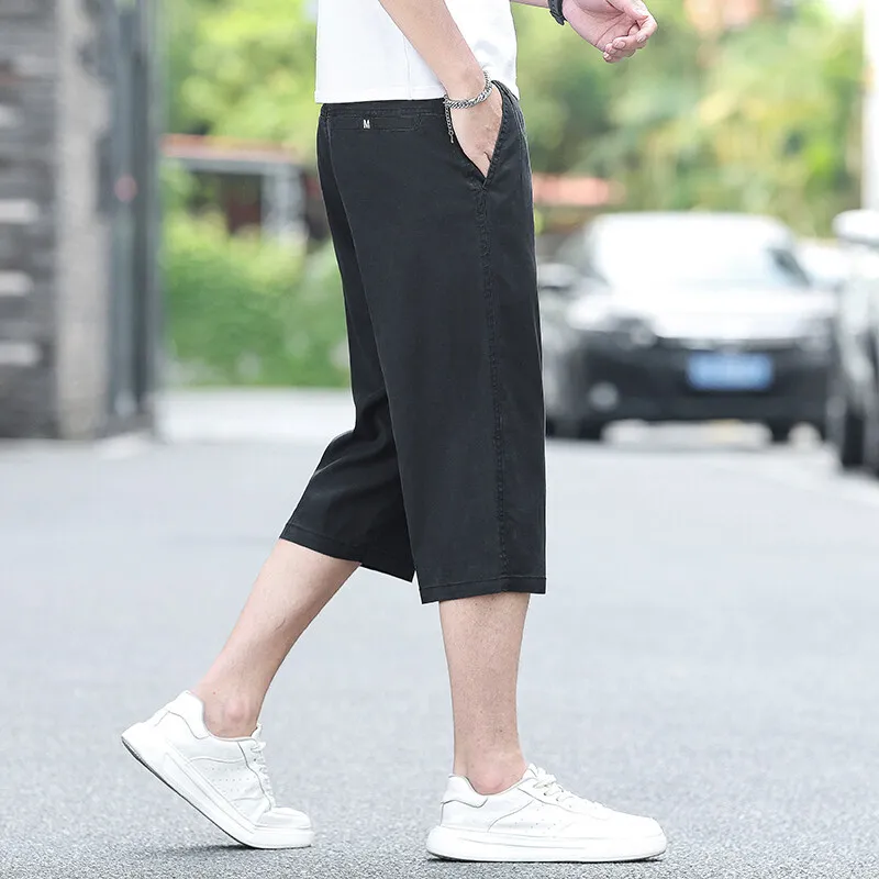 Summer Essential Trendy Men's 7-Division Pants Lightweight Loose-Fit Stretch Comfortable Casual Pants Youth Men's Shorts