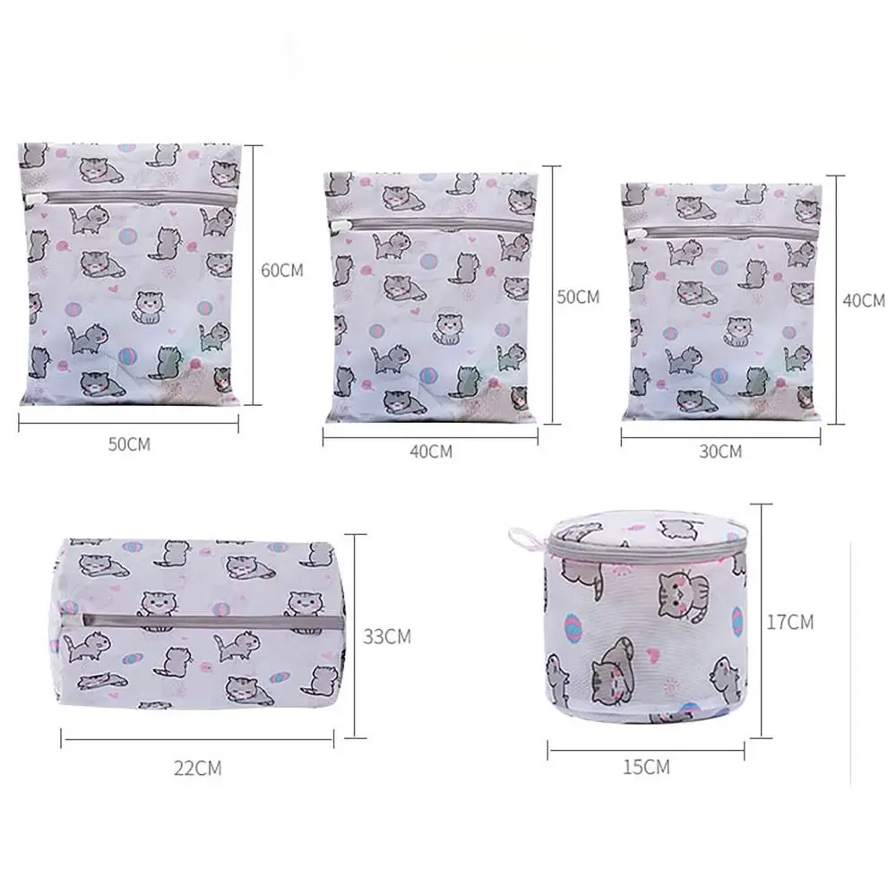 Cute Cat Print Laundry Bag Large Capacity Foldable Washing Bag Distortion Protection Cartoon Storage Bags Household