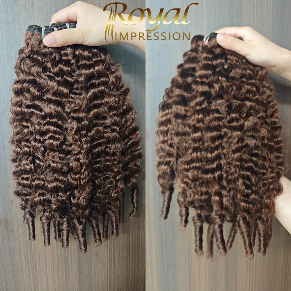 Schokoladenbraune 3A 4C Burmesische Locken-Haarbündel, Rohhaar-Bündel, Echthaar-Extensions, Vietnamesische Pixie-Locken-Bündel – Detail 2