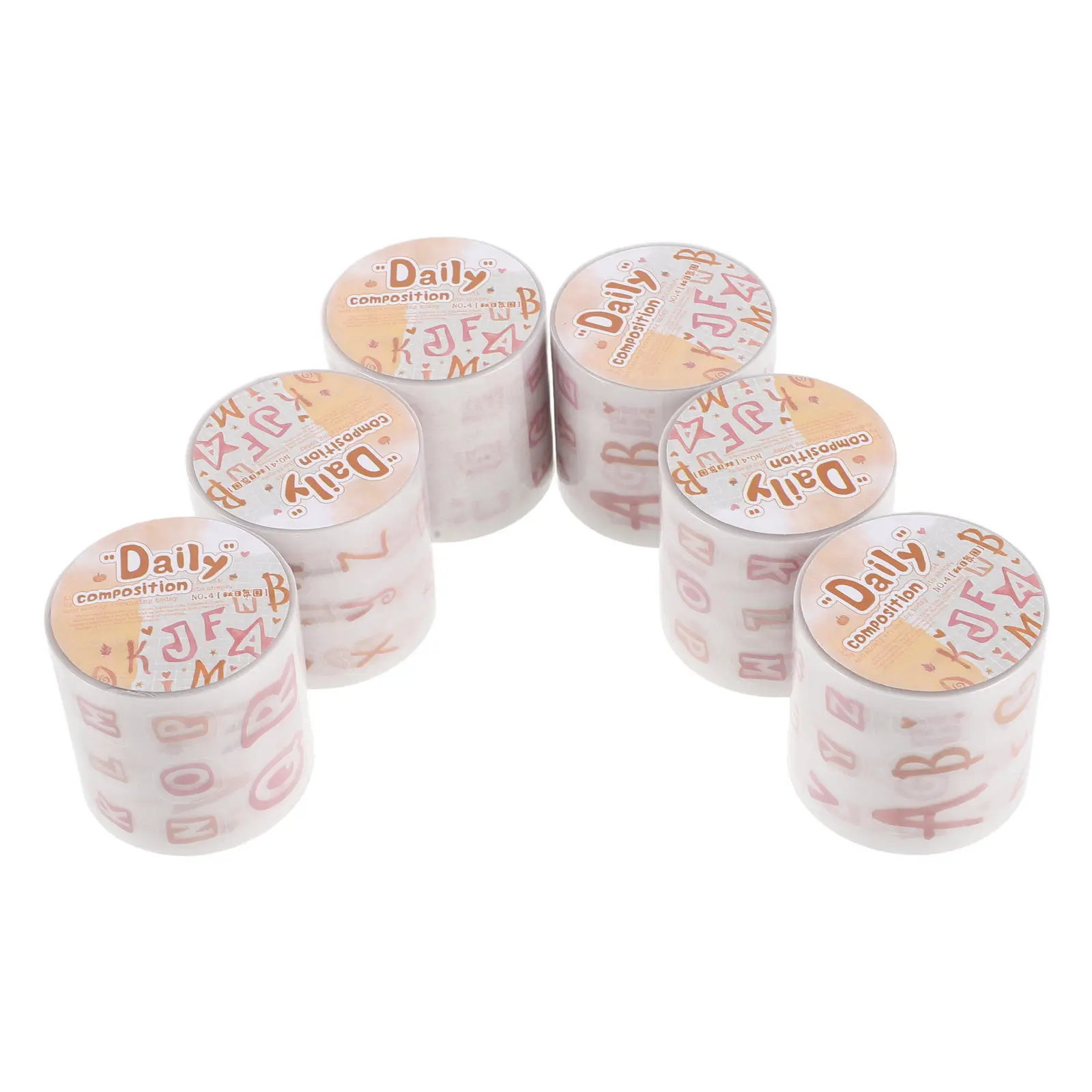 6 Rolls Washi Masking Tape Gradient Alphabet Letter Stickers Cute Decals for Scrapbooking Journaling Planner Decorative Tape