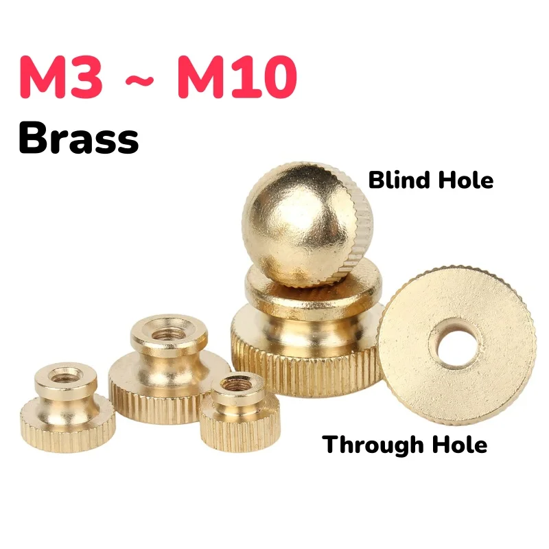 M3 M4 M5 M6 M8 M10 Blind/Through-Hole Brass Round Step Thumb Nut Knurled Hand Copper Tighten Nuts