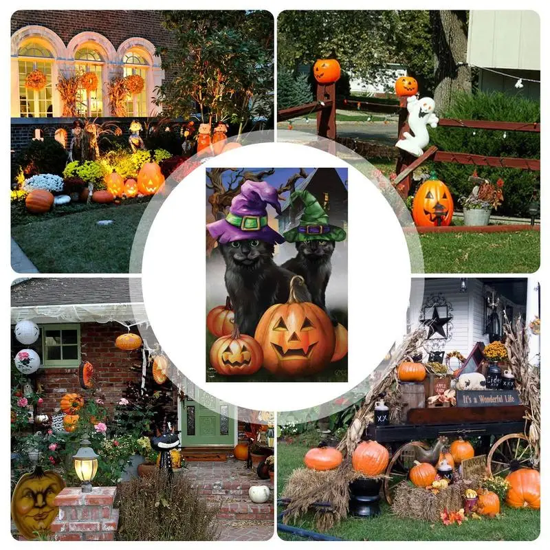 Halloween Flag Banner 12x17 Inch Double Sided Pumpkin Outdoor Decoration Holiday Yard Outdoor Decoration Trick Or Treat Garden