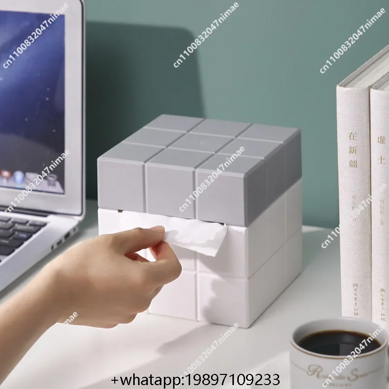 Internet celebrity Rubik's cube carton office living room desktop tissue storage box home fashion creative toilet paper roll box
