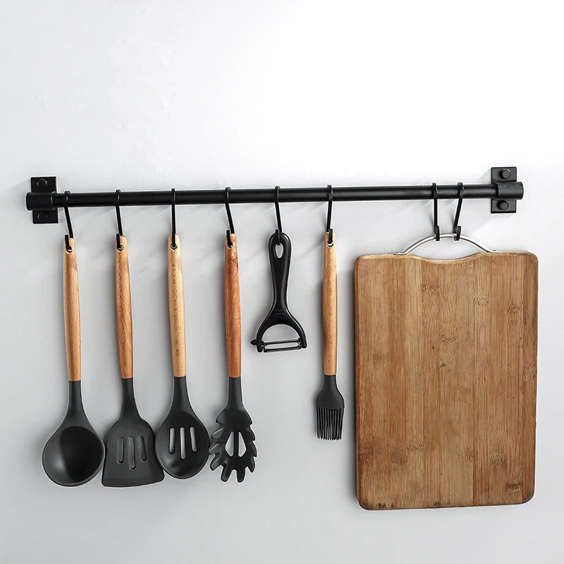 Storage Shelf Hanging Hooks Multifunction Hanger Kitchen Rail Rack with Removable Hooks Wall Mounted Storage Hooks