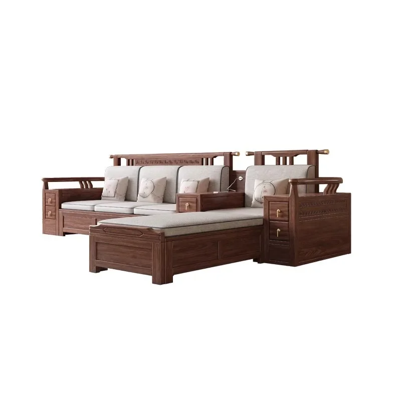 

Solid wood sofa combination home living room modern black walnut storage cabinet small apartment furniture