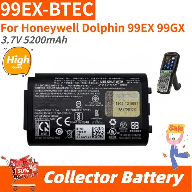 

High Quality 99EX-BTEC Collector Battery 3.7V 5200mAh for Honeywell Dolphin 99EX 99GX Brand New Replacement Battery