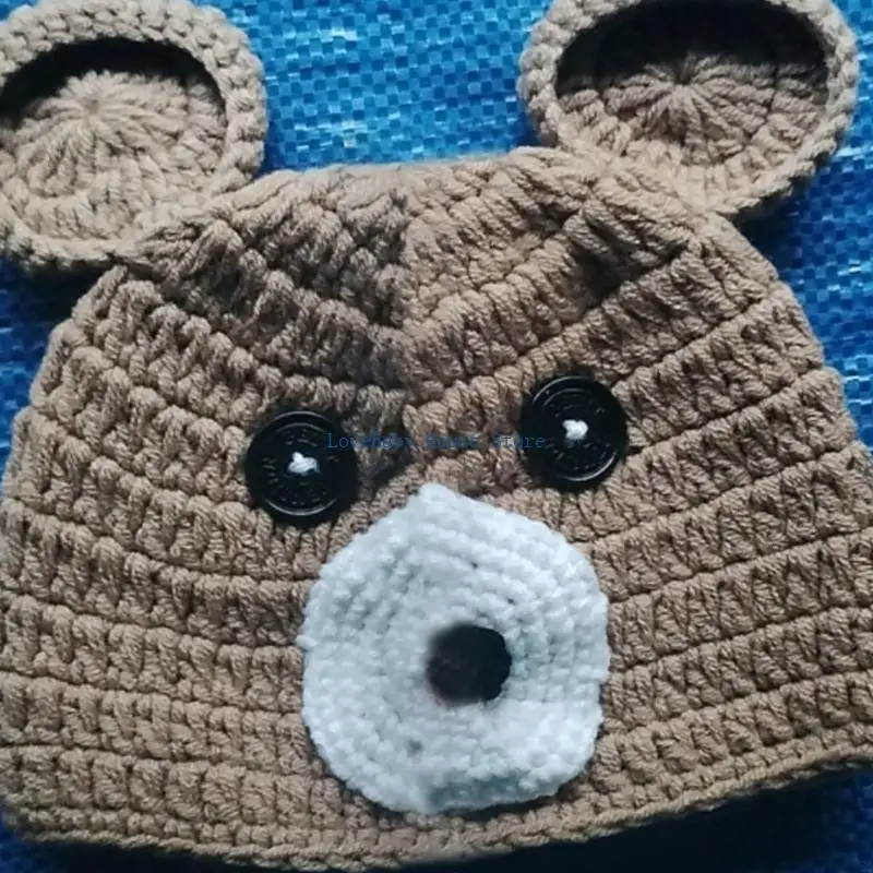 BX0D Cartoon Bear Crochet Woolen Hand-Knit Studio
