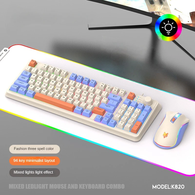 Imagem -03 - Wired Keyboard And Mouse Grupo Sentimento Mecânico Knob Gaming Office Desktop pc Laptop Gamer Hot K820