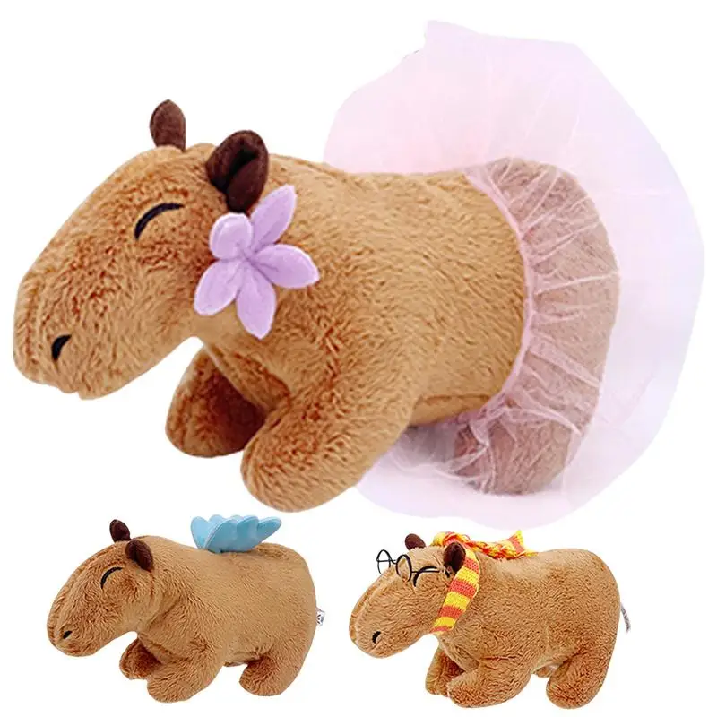 Capybara Rodent Plush Doll Soft Cute Stuffed Crawling Rodent Cute Animal Lifelike Bedtime Toy Home Decor Gift for Living Room