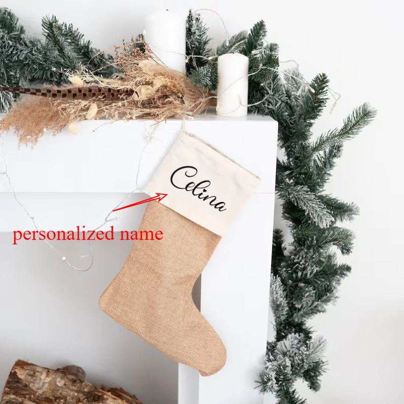 

Personalized Santa Stocking Custom Christmas Stocking with Name Christmas Item Home Decoration Advent Calendar Gift for Kids