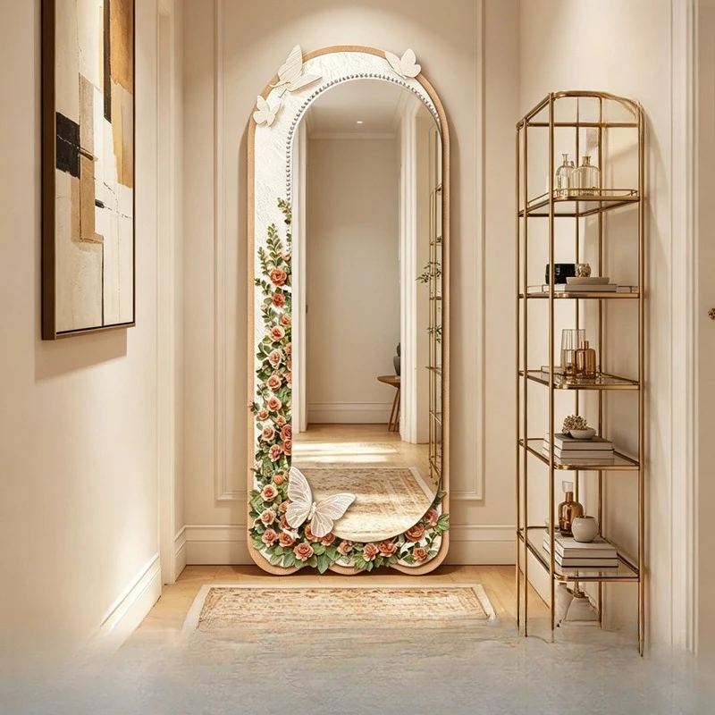 French antique full-length mirror full-body floor mirror mirror household entrance wall hanging girls bedroom fitting mirror