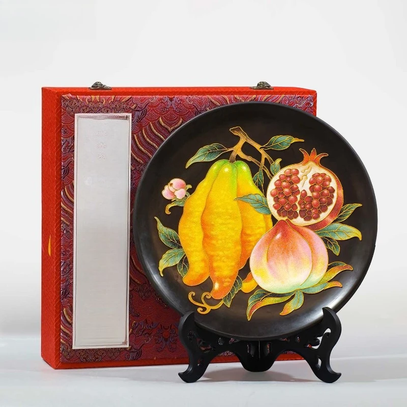 Black pottery cloisonne appreciation plate home ornament birthday housewarming gift