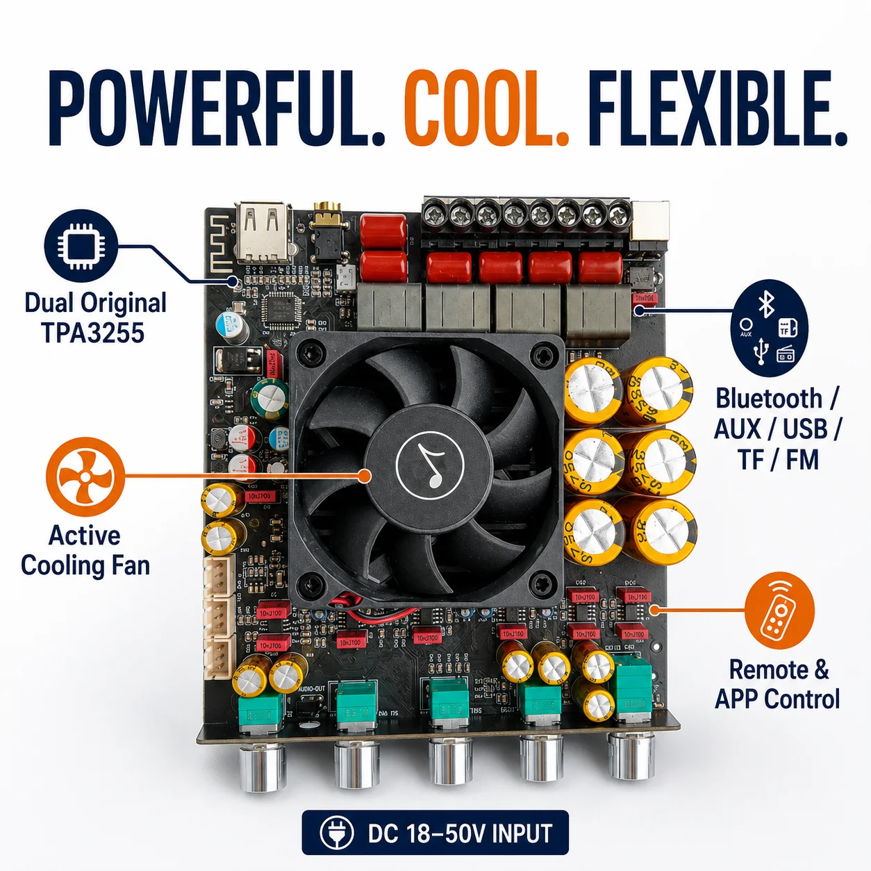 AS21P TPA3255 2.1 Channel Digital Amplifier Board 300Wx2+600W High Power Audio Module for Home Theater