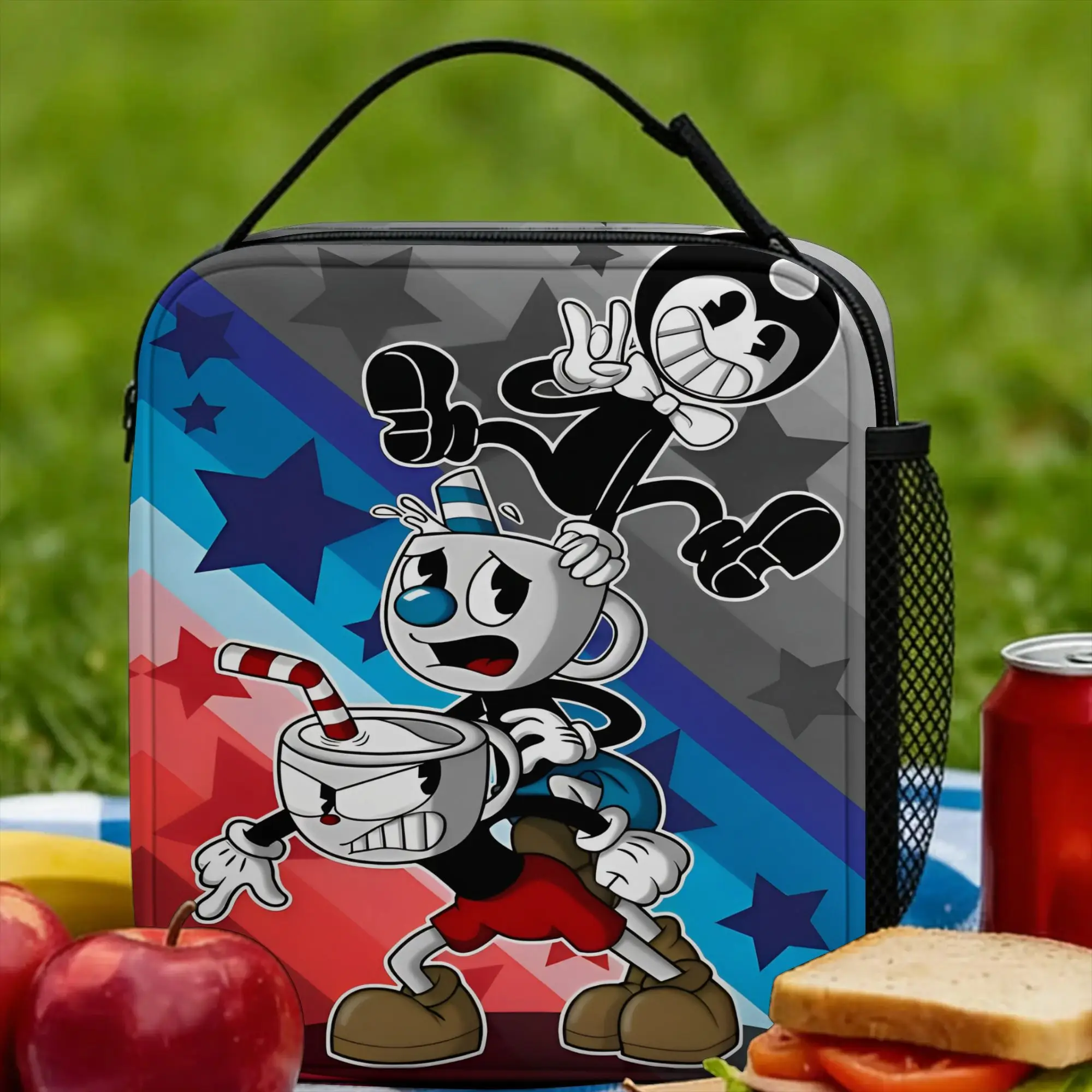 Cupheads Art Insulated Lunch Bags Thermal Bag Reusable,Lunch Container Don't Deal with the Devil High Capacity Tote Lunch Box