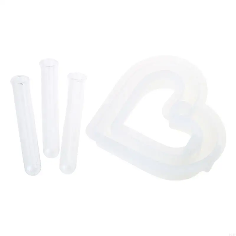 DXAF Heart Shaped Silicones Molds for Plant Propagation Tube Stand Flower Vase Glass Planter Stations Stand , with Clear Tube