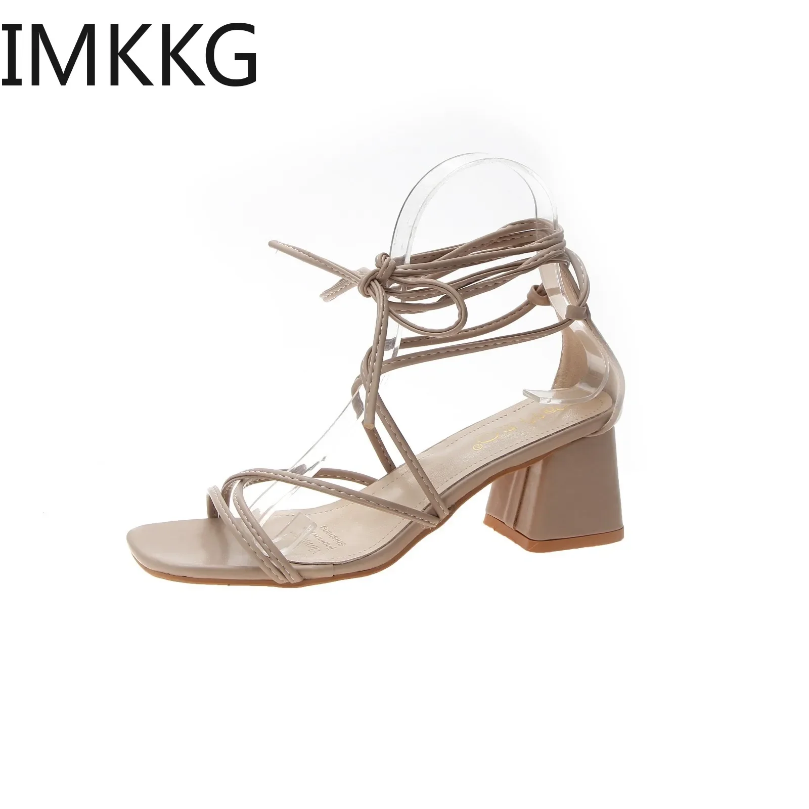 Cross Bandage High Heels Sandals Women Summer Fashion Lace-Up High Heels Peep Toe Shoes Female Square Heel Ladies Sandals F90205