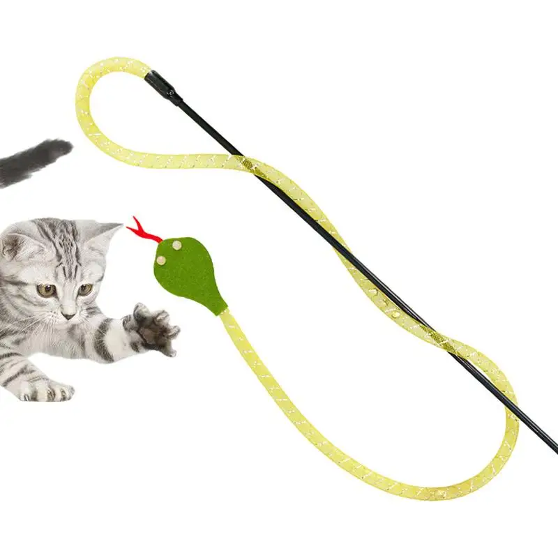 Cat Teaser Wand Interactive Pet Toy Fishing Rod Head Cats Fishing Pole Bite Resistant Stretchy Teaser Stick Toy Cats Feather