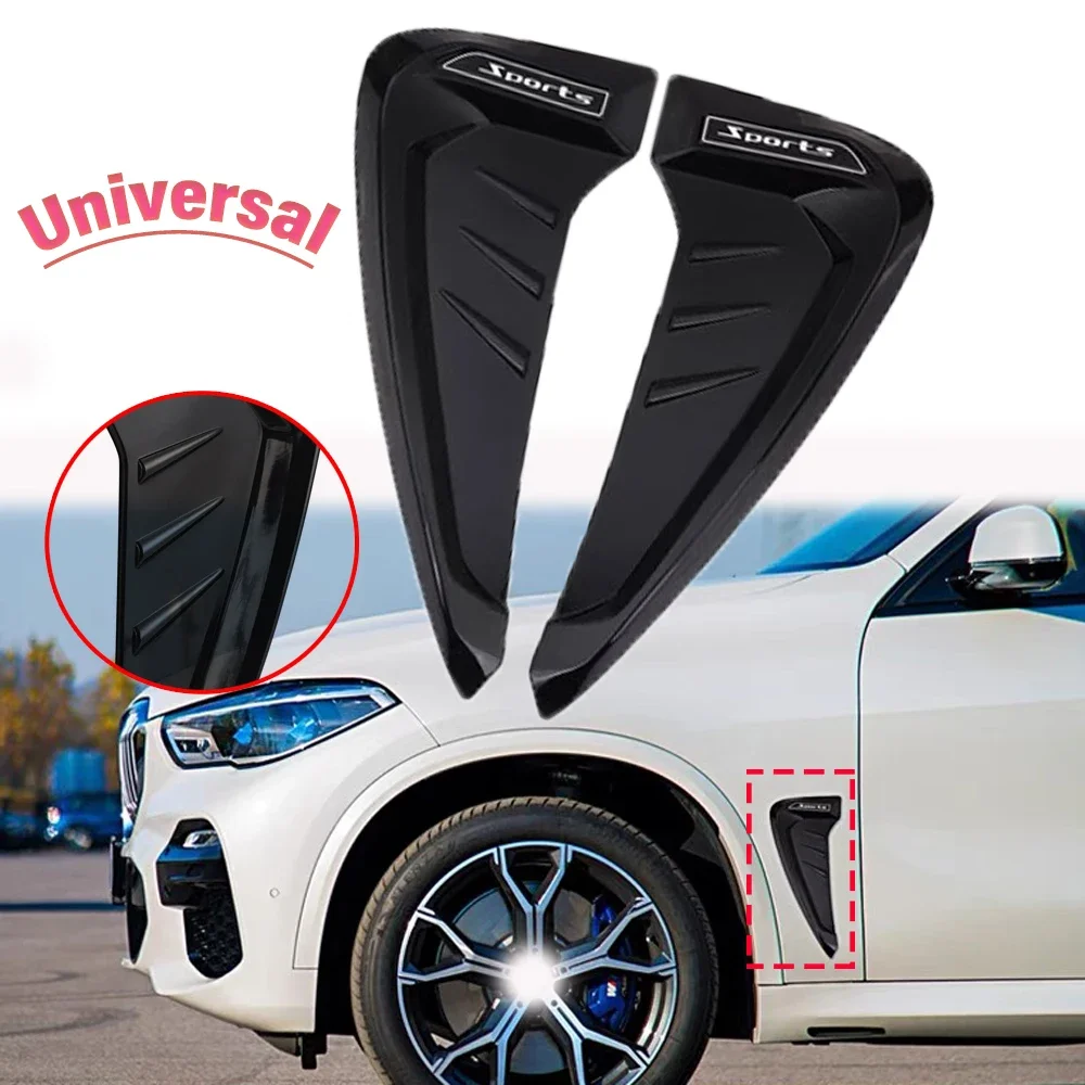 

2pcs Black Shark Gills Side Decorative Fender Vent Trim Universal Side Body Air Wing Cover Trim Sticker