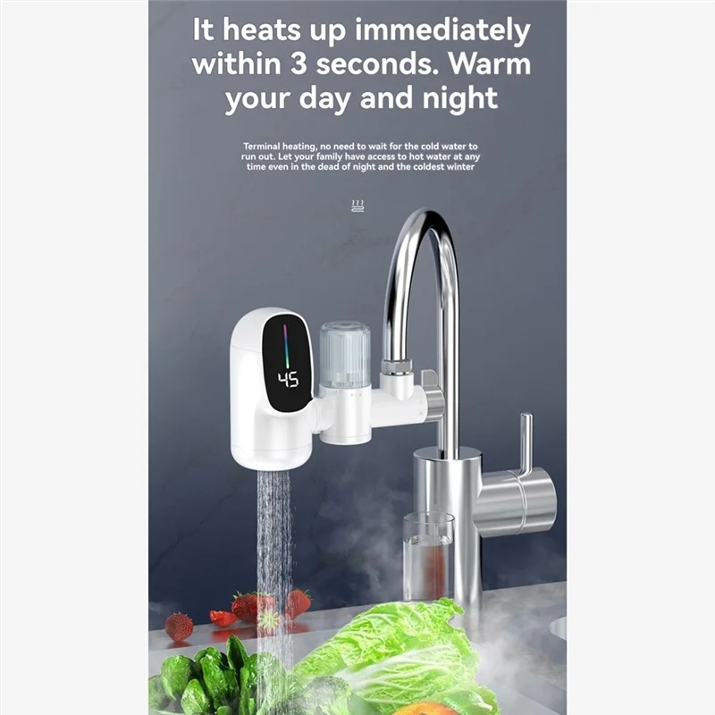 

BISM Fast Heating Water Tap Electric Kitchen Faucet Instant Heating Hot Water Tap Tankless Water Heater 3300W EU Plug