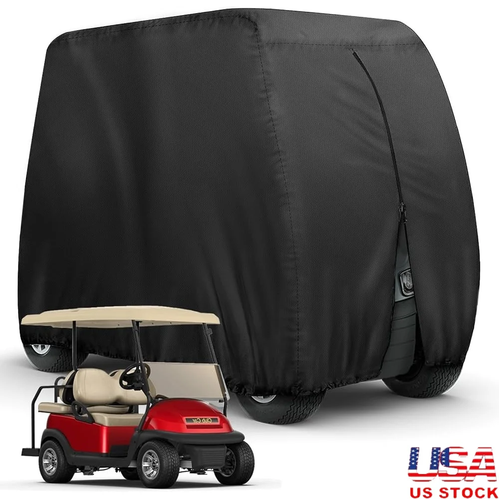 

Heavy Duty Waterproof Golf Cart Cover 4 Passenger 420D Durable Protection EZGO Club Car with Storage Bag